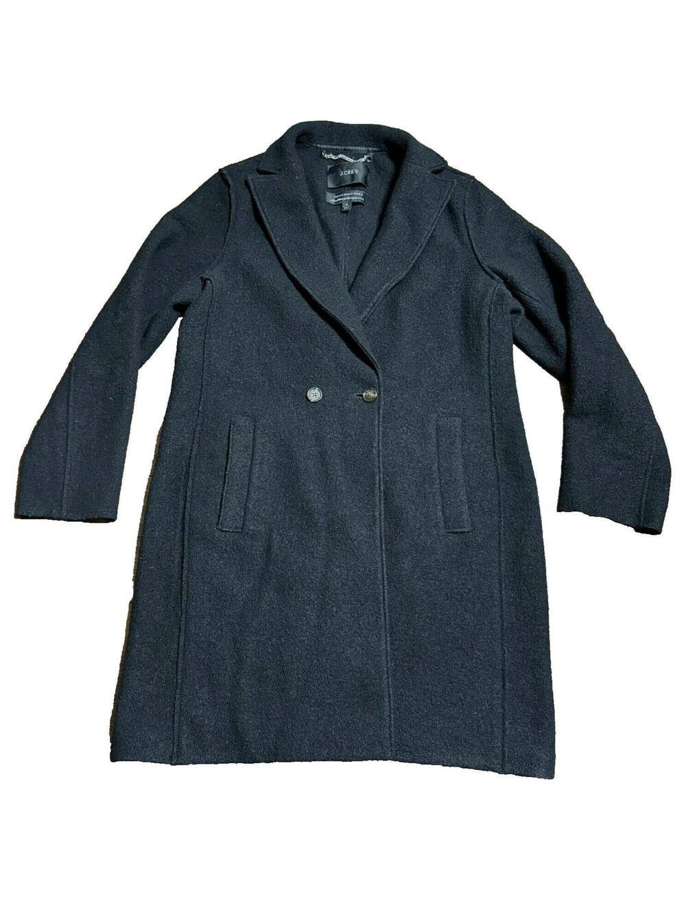 J. Crew Women’s Black Daphne Top Coat Italian Boiled Wool Double Breasted Sz 8